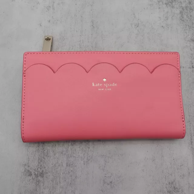 Kate Spade Wallet Magnolia Street Pink Leather Scalloped Edge ID Card Holder