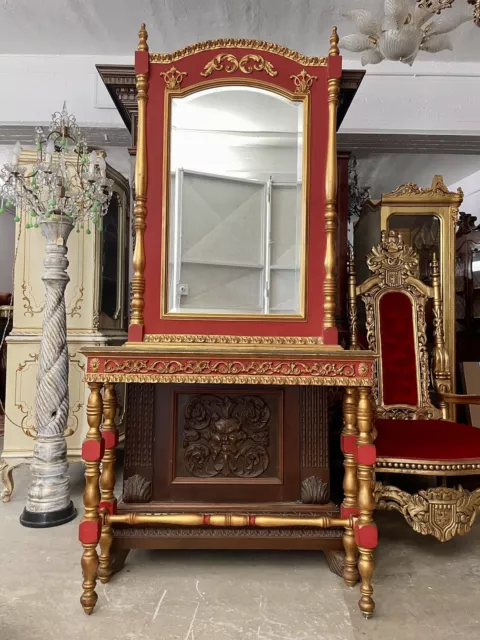 Console italiana base + specchio del XX Secolo rosso oro
