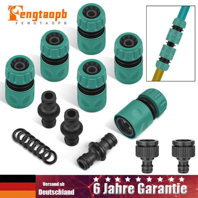 12X SCHLAUCH KUPPLUNGSATZ 1/2" 13mm Doppelstecker für Gartenschlauch