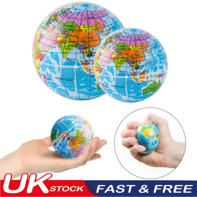 Foam Ball Earth Globe World Map Planet Toy Stressball Anti Stress Relief Soft-po