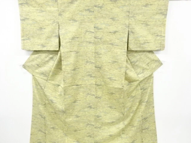 6810343: Japanese Kimono / Antique Kimono / Tsumugi / Woven Abstract Pattern