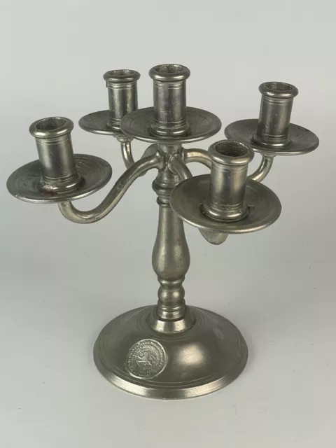 Vintage Pewter Candelabra AH Tunsberg Antikktinn Handstopt * Norway