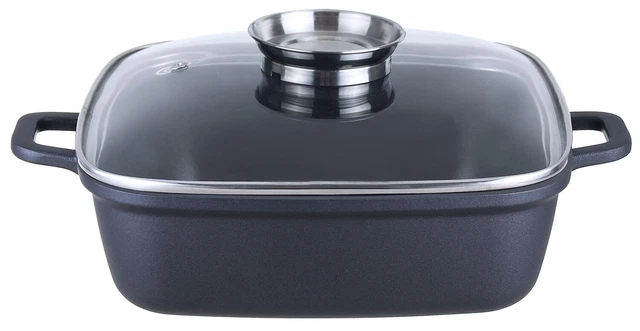 KOPF Santorin Aluguss-Bräter inkl. Glasdeckel mit Aromaknopf Aluguss Bräter 3,8L