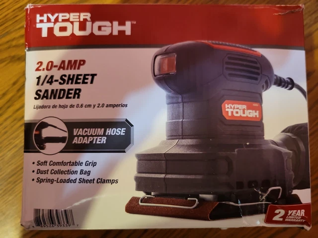 Hyper Tough 2-Amp 1/4 Sheet Sander w/ Punch Plate + Bag + Adaptor (Open box)