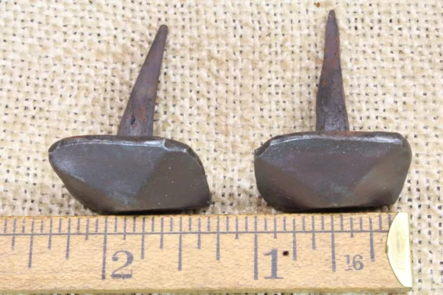 Two 1 1/4" Rosehead Nails Large Square 1” HEAD Clavos Blacksmith made vintage