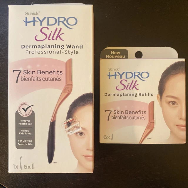 Varita de dermaplaning de seda Schick Hydro y paquete de recarga (1 mango + 12 recargas en total)