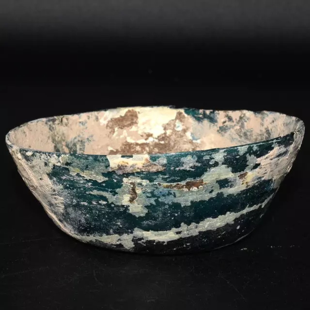 Large Ancient Roman Glass Bowl with Iridescent Patina From Middle East