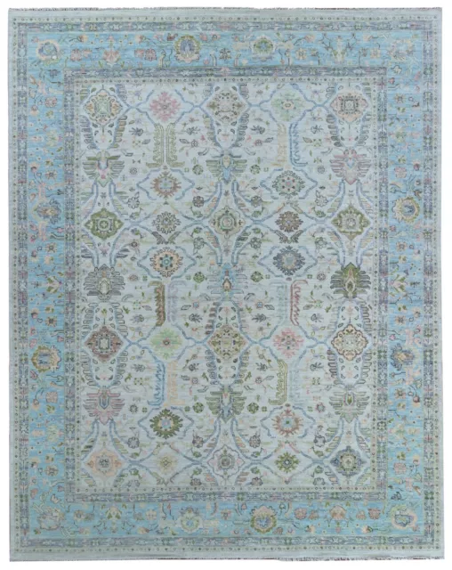 Silver Blue HANDMADE Turkish  OUSHAK Area Rug, Free Shipping 893WFREOSH