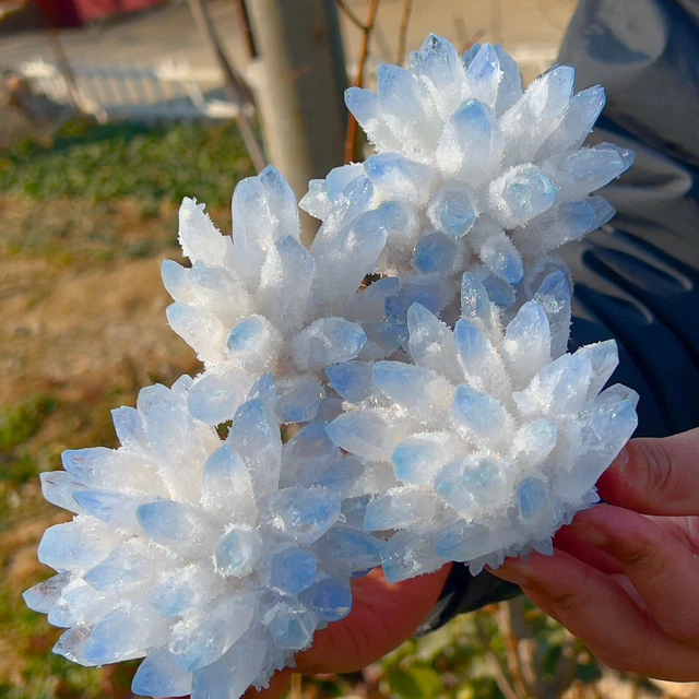 3.01LB New Find sky blue Phantom Quartz Crystal Cluster Mineral Specimen Healing 2