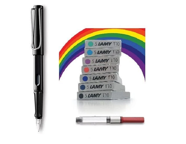 Lamy Safari Fountain Pen Black Medium Point + Z28 Converter + 35 Ink...