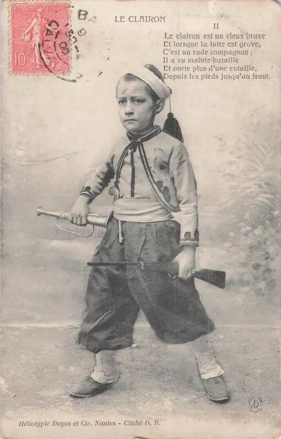 Cp Patriotique Le Clairon - Enfant Zouave Fusil