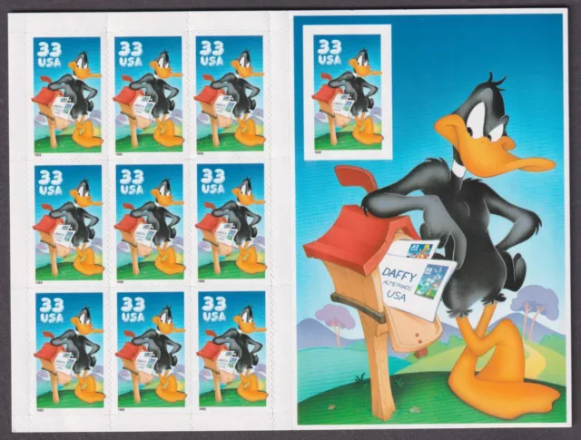 United States Scott 3307 MNH 1999 33¢ Daffy Duck Pane w/ Imperf Single