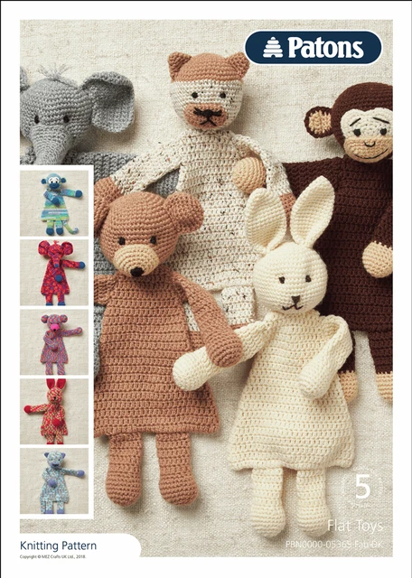 PATONS AMIGURUMI CROCHET Pattern 5 Flat Toys Double Knitting Pattern ...