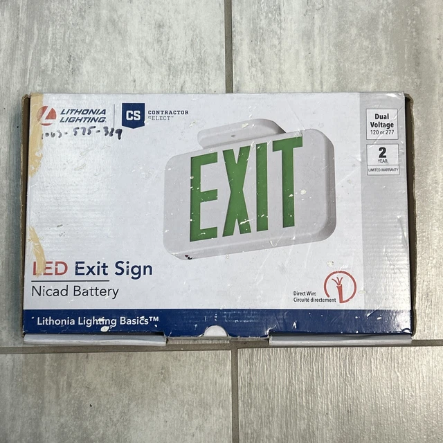 Lithonia Lighting LED Exit Sign Low Profile - White Dual Voltage 120 277 #f12