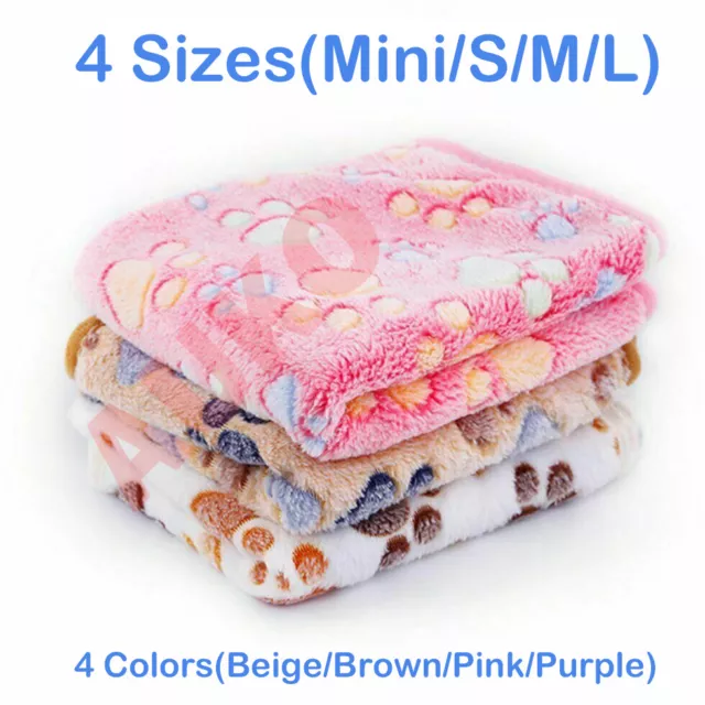 Warm Pet Mat Paw Print Cat Dog Puppy Fleece Soft Blanket Bed Cushion SML Size