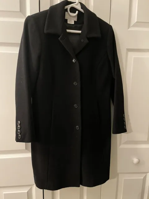 Worthington WOMEN BLACK LINED 100%WOOL COAT SIZE Petite M