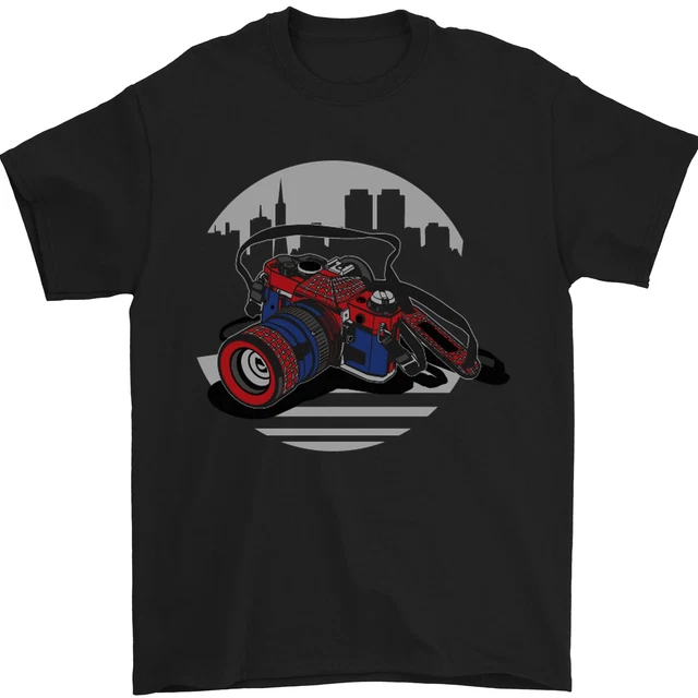 T-shirt uomo fotocamera supereroe fotografo fotografo 100% cotone