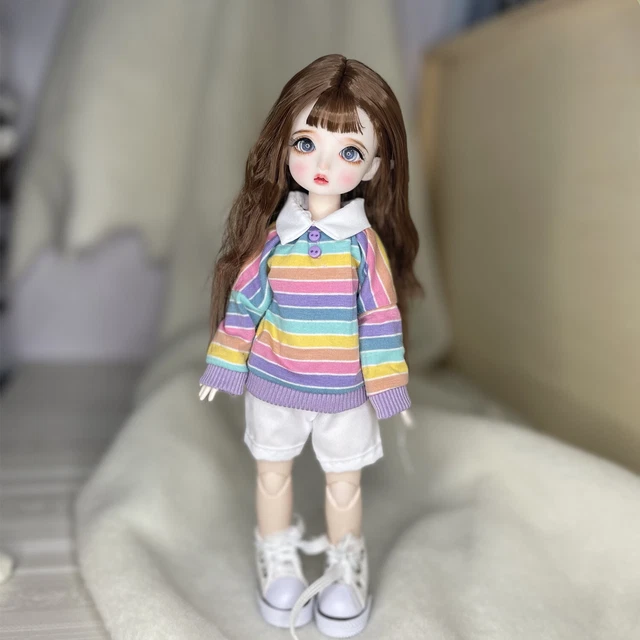 1/6 BJD Doll Girl Ball Jointed Figure Toys Eyes Face Makeup Clothes Wig FULL SET