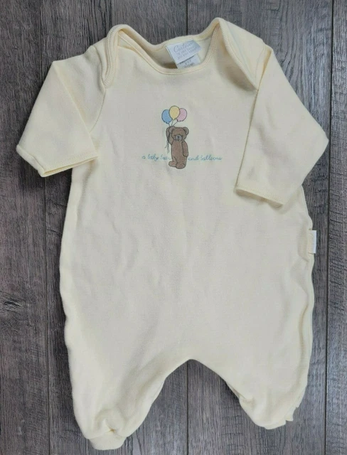 Baby Girl Boy Carter's 0-3 Month Yellow Vintage Bear Balloon Outfit