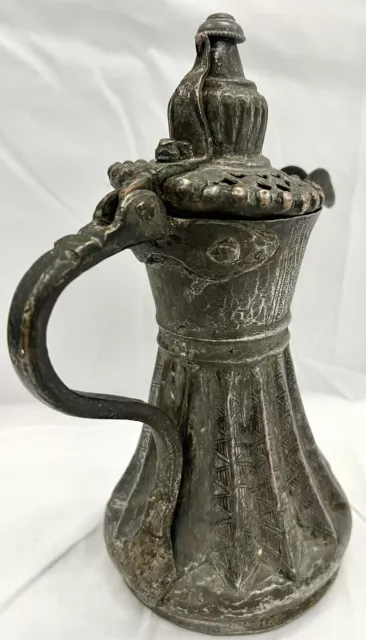 Antique Turkish Ottoman Islamic Tinned Copper Ewer  - Very Old! 3