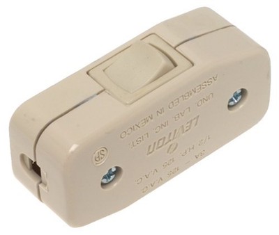 Leviton 5410 3A, 125V  Feed Thru Rocker Appliance Switch, Ivory, QTY 5