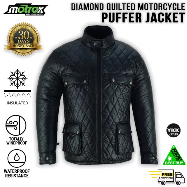 Mens Puffer Jacket Zip Up Diamond Quilted Lined Bubble Coat Padded Puffer Winter