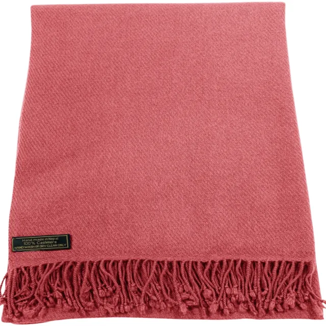 Coral Pink 100% Cashmere Shawl Pashmina Scarf Hand Made in Nepal CJ Apparel NEW 2