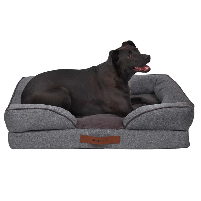 Vibrant Life Large Cozy Orthopedic Sofa-Style Gray Dog & Cat Bed