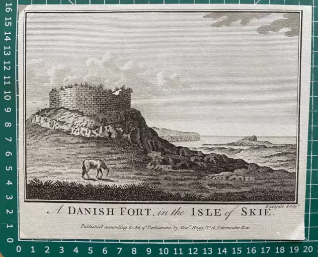 1784 Antique Print; Dun Beag (Danish Fort) on Skye, Scotland 2