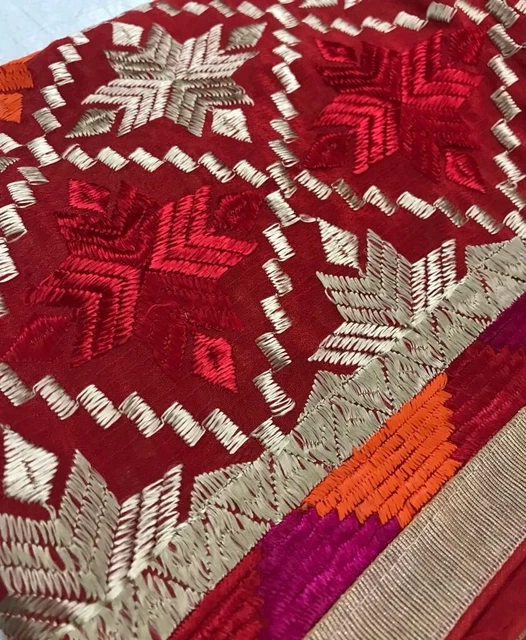 Phulkari Dupatta For Women Multicolor Traditional Embroidery Handmade Full Jaal