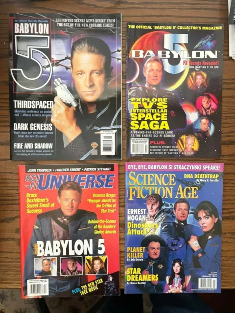 Lot of 4 Babylon 5 Magazines - 1995 Collectors, 1996 Sci-Fi, 98 Official #2, 99