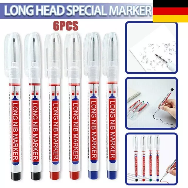 6 Stk Long-Head Stifte Woodworking-Decoration Mehrzweck Tief Loch Markier Stift