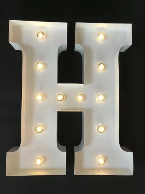 Led Light Carnival White Wedding Celebration Letter H - All Metal Large 33 Cm