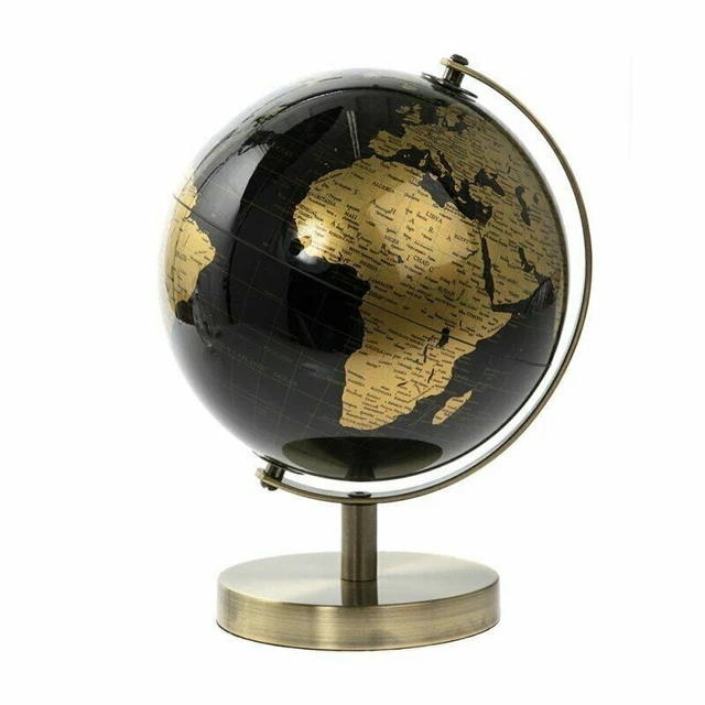 27CM Black & Gold World Globe Vintage Rotating Atlas Home Office Desk LP42199