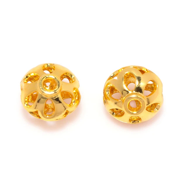 8 Pcs 10Mm Filligree Bali Bead 18K Gold Plated Jewelry Making Bead 481