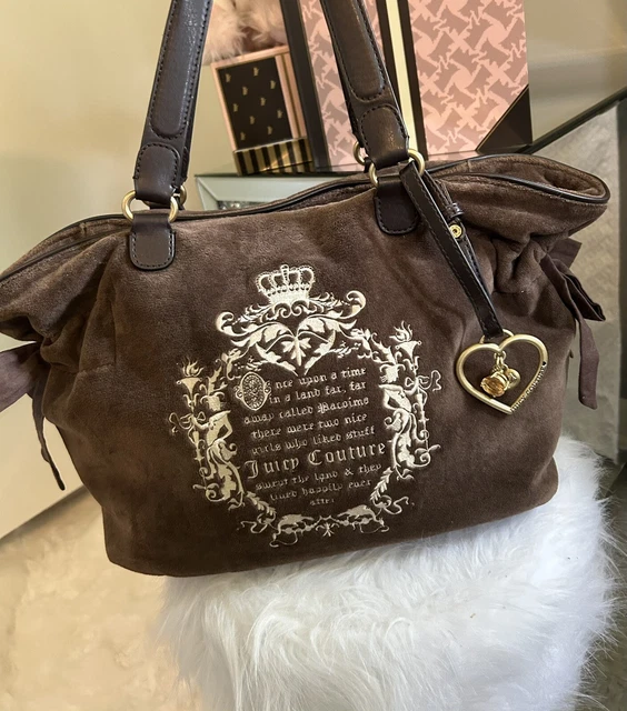 Vintage Juicy Couture Brown Velour Double Bow Daydreamer Fairytale Purse Bag