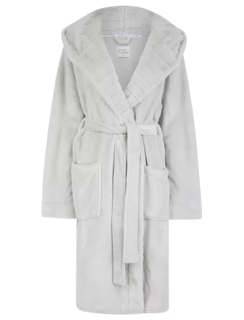 Women's Hooded Dressing Gown Tokyo Laundry Chunky Warm Soft Fleece Tie Bath Robe