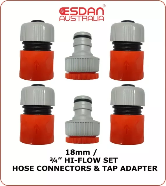 Garden lawn Water Hose pipe Connector fitting Tap Adapter SET 18mm 3/4" x2