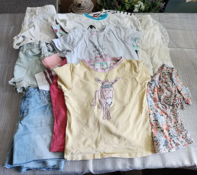Girls age 7-8 clothes bundle summer 15 items shorts & tops - see description