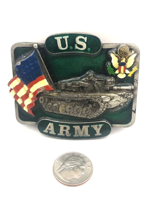 Vintage Bergamot Brassworks Belt Buckle 1982 US Army K-132 Color Enamel