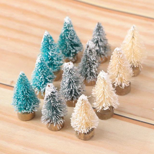 12 Pcs Bamboo Dollhouse Decor Miniature Christmas Tree Resin Cedar Ornament