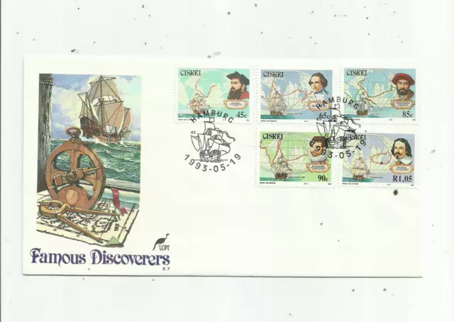 Ciskei. 19/5/1993.  Famous Discoverers.  First Day Covers.