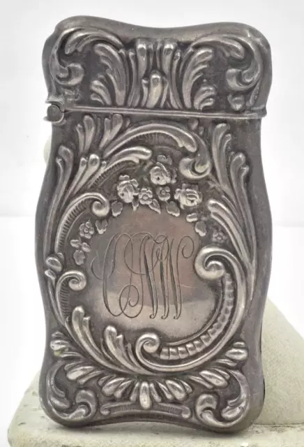 Antique 1905 Sterling Silver Match Safe vesta Case Signed "G" 20.3 grams - 2.6"