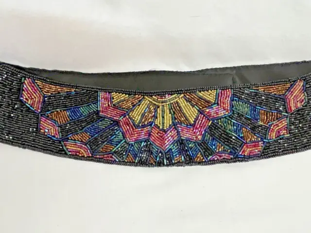 Vintage La Regale Ltd Women's Disco 80s Belt Beaded Waist Hook & Loop L