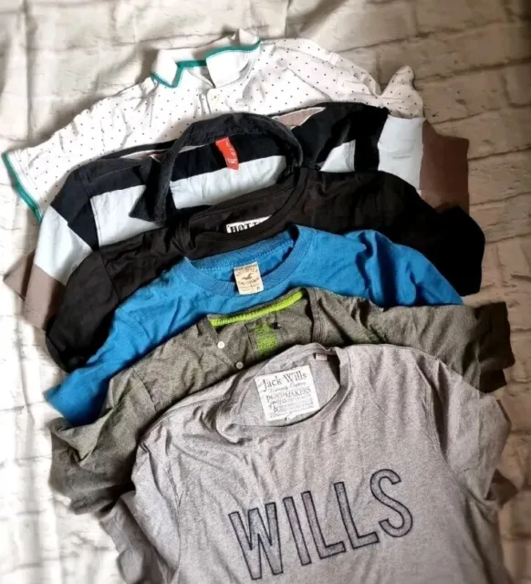 Bundle Of 6 Mens Tops Tees And Polos Medium Wills Holister Tuna Quality Branded