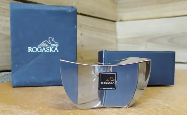 Rogaska Crystal Glass - Boxed Gondola Platinum Candle Holder Modern Slovenian