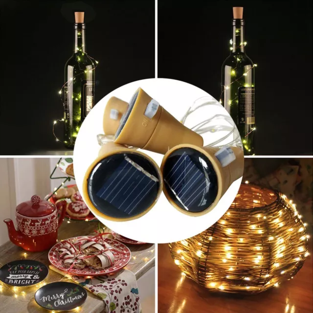 10/20 LED Solar Wine Bottle Cork Shaped String Lights Night Fairy Light Outdoor