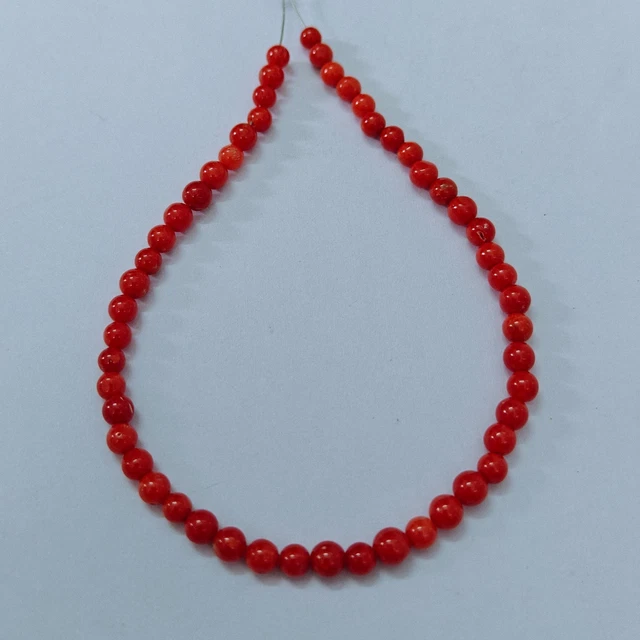 Perles Rondes En Corail Rouge Italien 100% Naturel – Brin De 16 Pouces Pour Bijoux