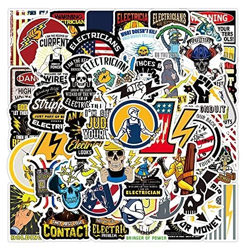 Hard Hat Stickers Pack, 50Pcs Waterproof Vinyl Sticker for Helmet, Multicolor