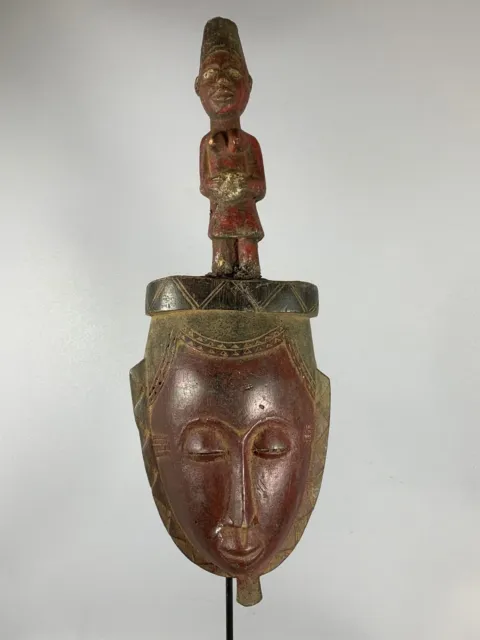 210141 -  African Old Baule mask with statue on top - Iv. Coast.